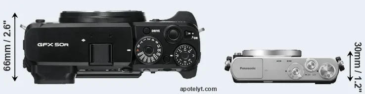 Compare GFX 50R versus GM1 top