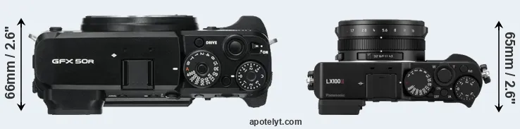 Compare GFX 50R versus LX100 II top