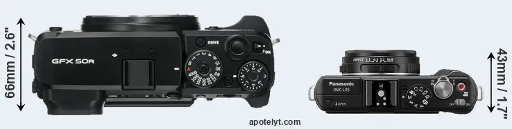 Compare GFX 50R versus LX5 top