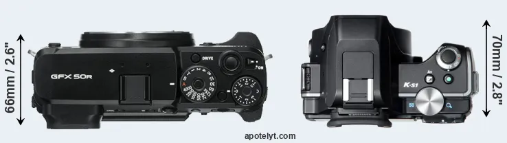 Compare GFX 50R versus K-S1 top