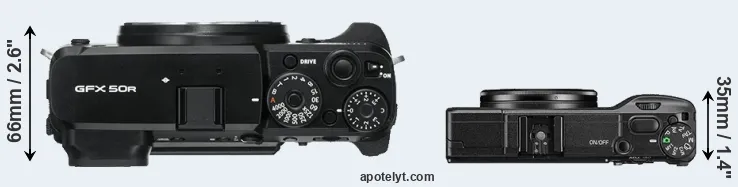 Compare GFX 50R versus GR II top