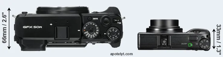 Compare GFX 50R versus GR III top