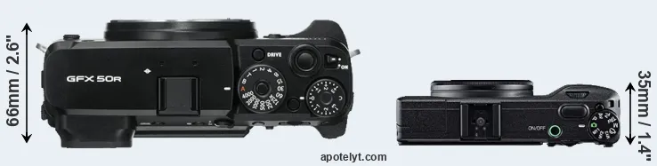 Compare GFX 50R versus GR top