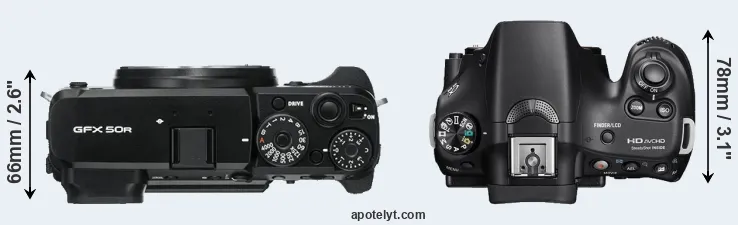 Compare GFX 50R versus A58 top