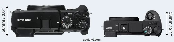 Compare GFX 50R versus A6500 top