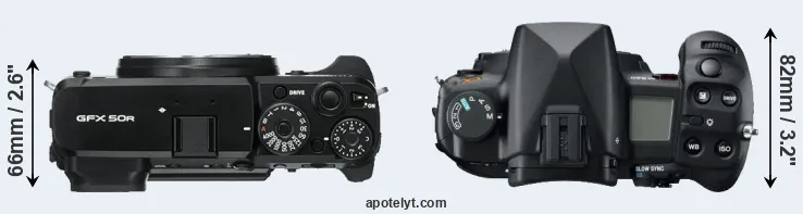Compare GFX 50R versus A850 top