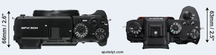 Compare GFX 50R versus A9 top