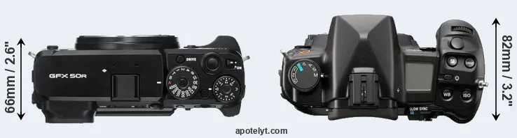 Compare GFX 50R versus A900 top