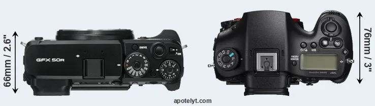 Compare GFX 50R versus A99 II top