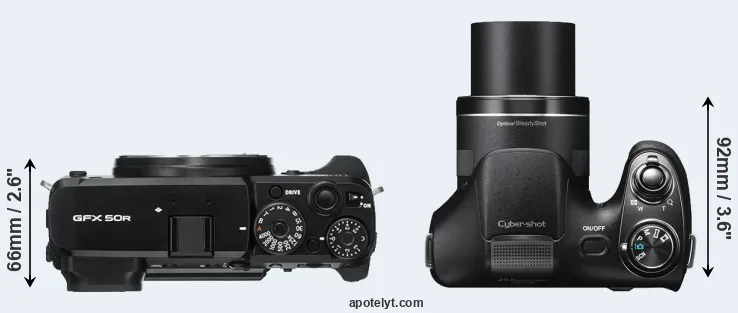 Compare GFX 50R versus H300 top