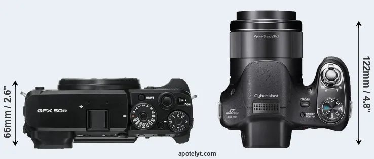 Compare GFX 50R versus H400 top