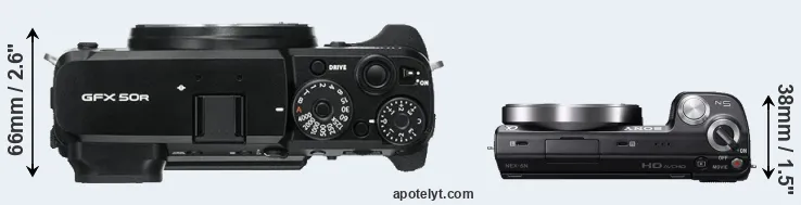 Compare GFX 50R versus NEX-5N top