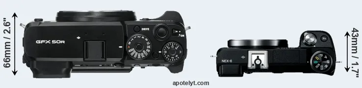 Compare GFX 50R versus NEX-6 top