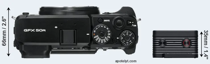 Compare GFX 50R versus RX0 II top