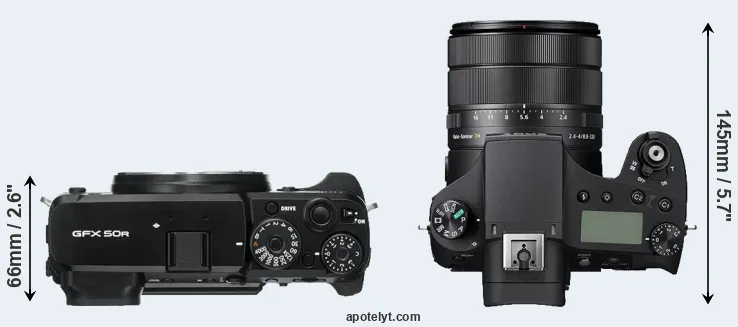 Compare GFX 50R versus RX10 IV top