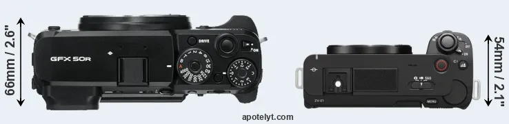 Compare GFX 50R versus ZV-E1 top
