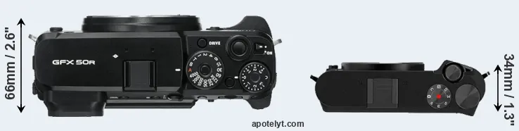 Compare GFX 50R versus M1 top
