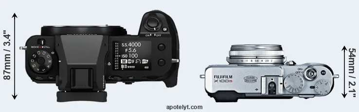 Compare GFX 50S II versus X100S top