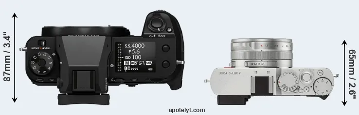 Compare GFX 50S II versus D-LUX 7 top