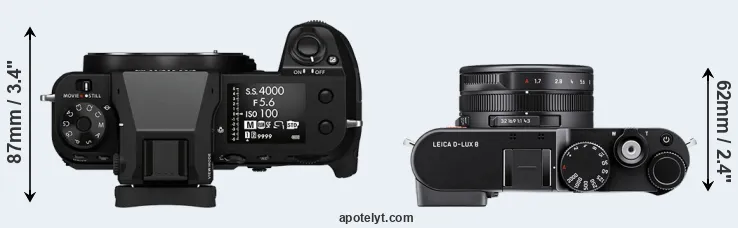 Compare GFX 50S II versus D-LUX 8 top