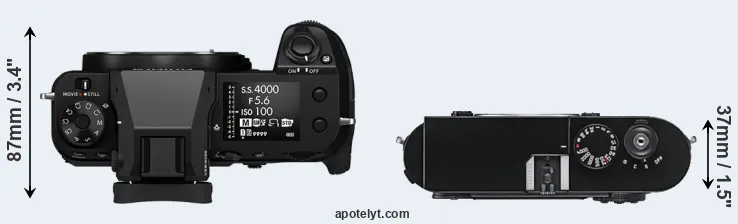 Compare GFX 50S II versus M9 top