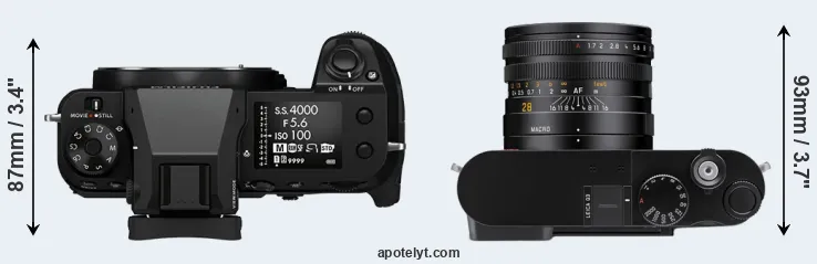 Compare GFX 50S II versus Q3 top