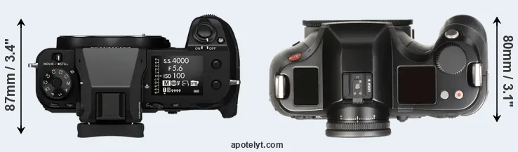Compare GFX 50S II versus S Typ 007 top