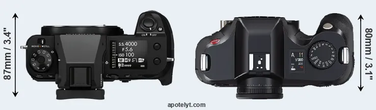 Compare GFX 50S II versus S2 top
