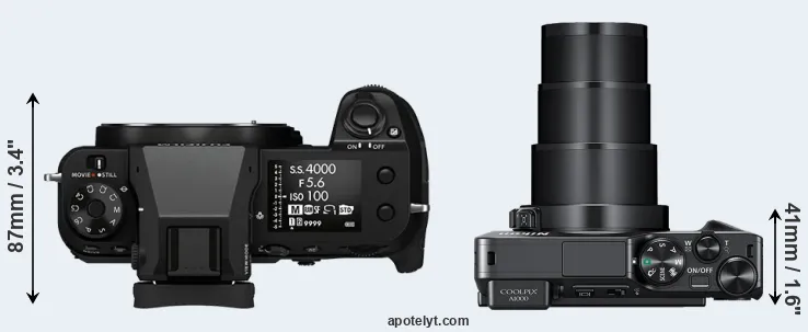 Compare GFX 50S II versus A1000 top