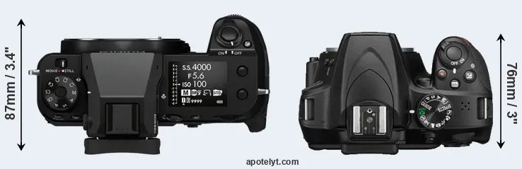 Compare GFX 50S II versus D3400 top