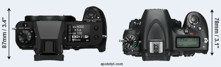 Compare GFX 50S II versus D750 top