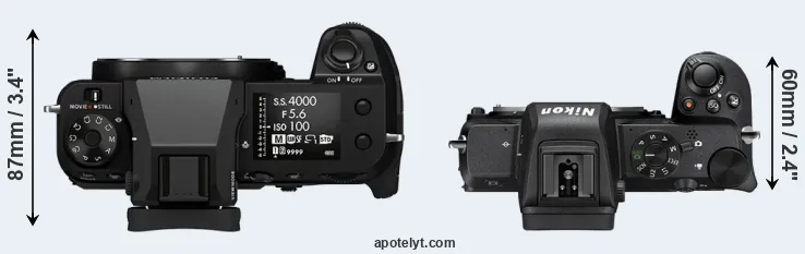 Compare GFX 50S II versus Z50 top