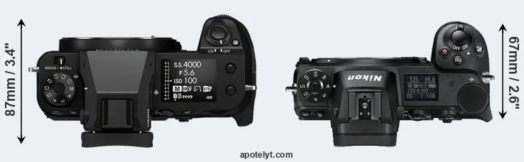 Compare GFX 50S II versus Z6 top