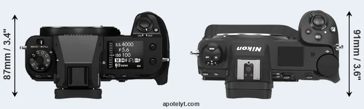 Compare GFX 50S II versus Z9 top