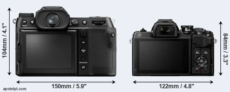 Comparison GFX 50S II or E-M10 IV rear
