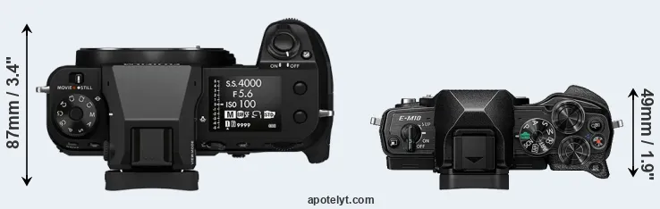 Compare GFX 50S II versus E-M10 IV top