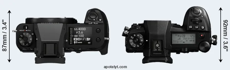 Compare GFX 50S II versus G9 top