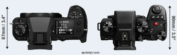 Compare GFX 50S II versus S5 II top
