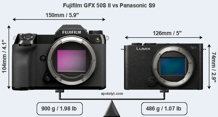 Size Fujifilm GFX 50S II vs Panasonic S9