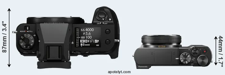 Compare GFX 50S II versus TZ100 top