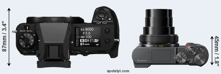 Compare GFX 50S II versus ZS200 top