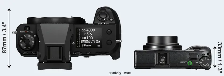 Compare GFX 50S II versus GR III top