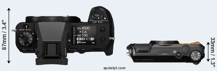Compare GFX 50S II versus WG-6 top