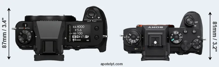 Compare GFX 50S II versus A1 top