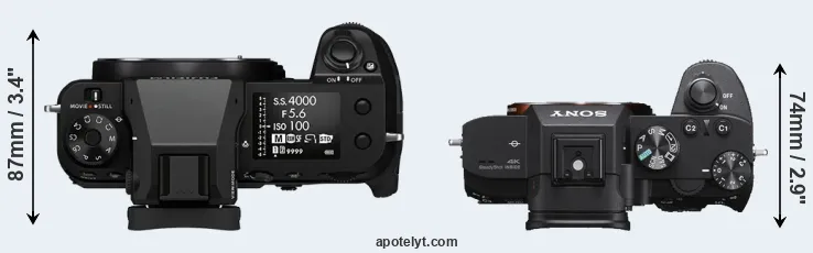 Compare GFX 50S II versus A7 III top