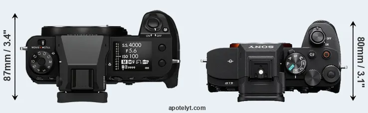 Compare GFX 50S II versus A7 IV top