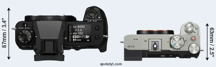 Compare GFX 50S II versus A7C II top