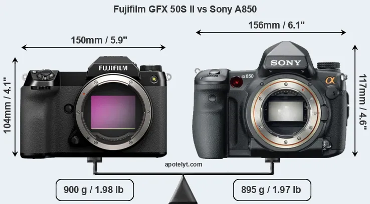 Size Fujifilm GFX 50S II vs Sony A850