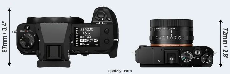 Compare GFX 50S II versus RX1R II top