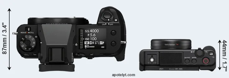 Compare GFX 50S II versus ZV-1 top